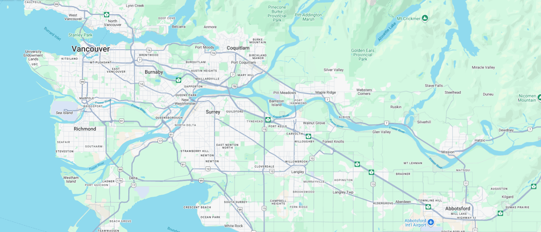 Dnewer service area — Lower Mainland & Fraser Valley